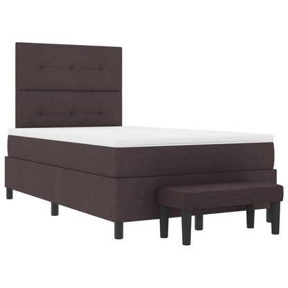 Box Spring Seng Med Madras Mørkebrun 120 X 200 Cm Stof