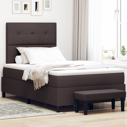 Box Spring Seng Med Madras Mørkebrun 120 X 200 Cm Stof