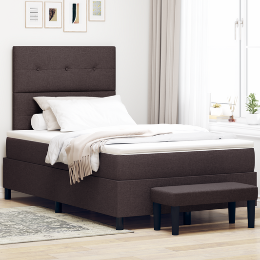 Box Spring Seng Med Madras Mørkebrun 120 X 200 Cm Stof