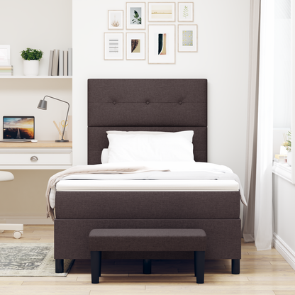 Box Spring Seng Med Madras Mørkebrun 120 X 200 Cm Stof