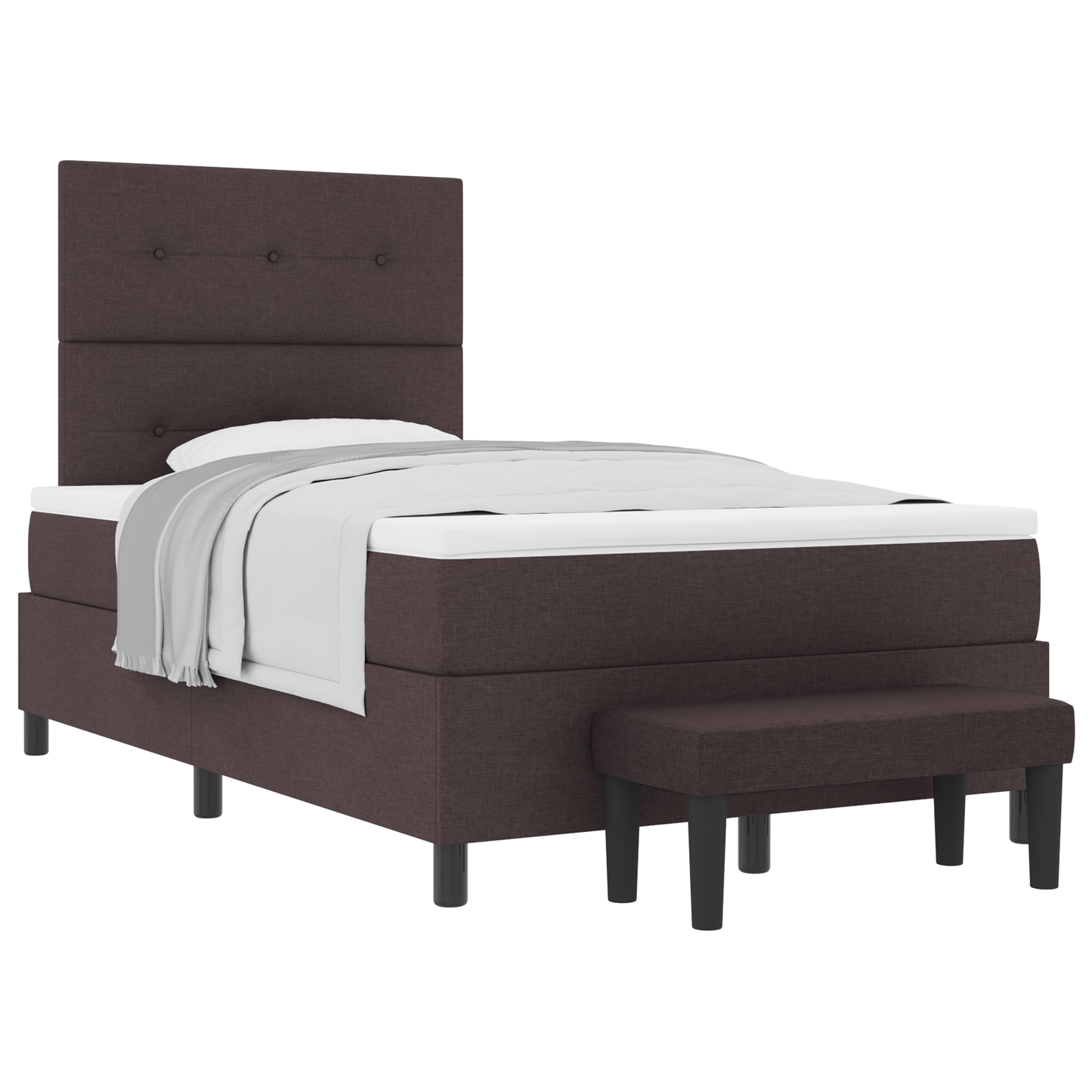 Box Spring Seng Med Madras Mørkebrun 120 X 200 Cm Stof