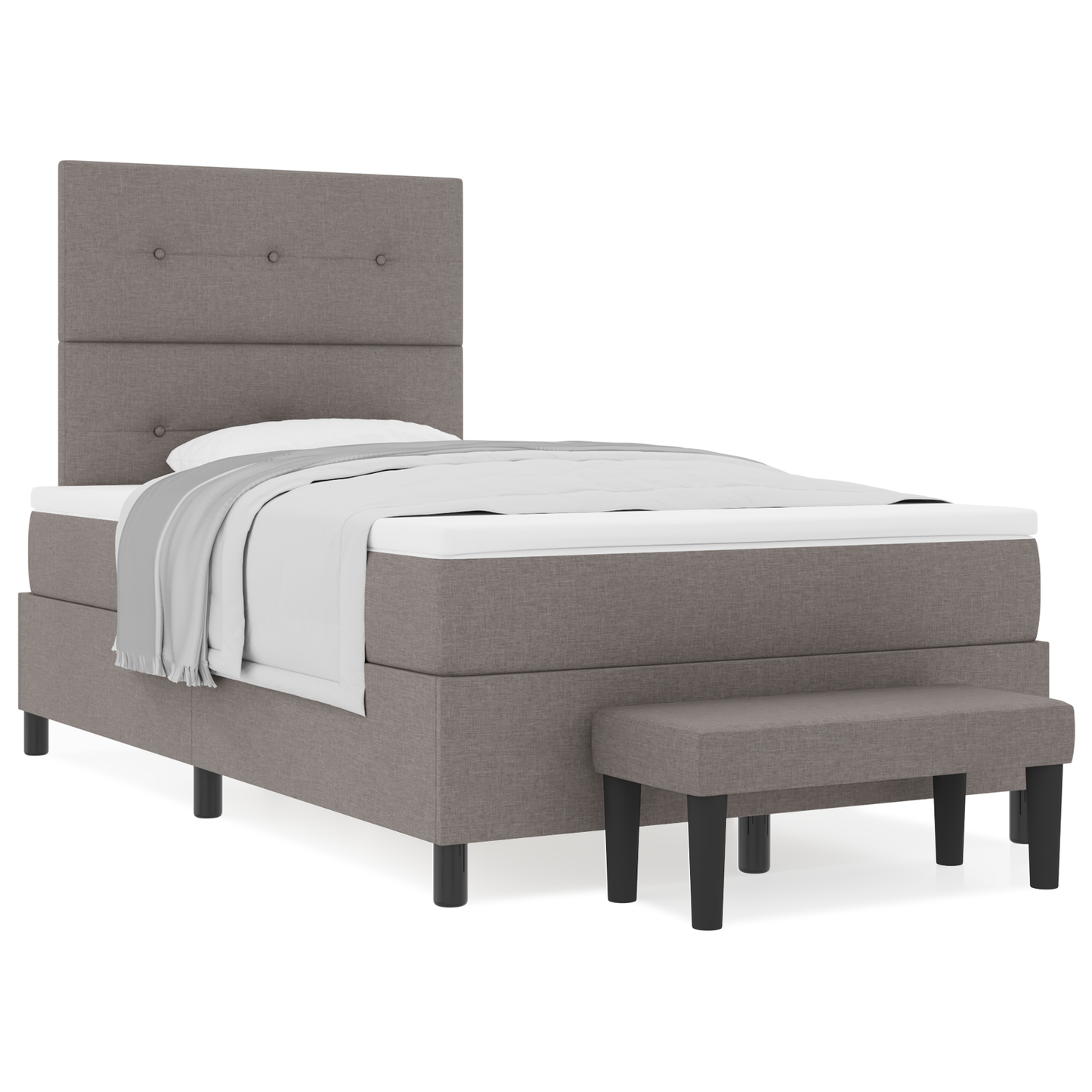 Box Spring Seng Med Madras Gråbrun 120 X 200 Cm Stof