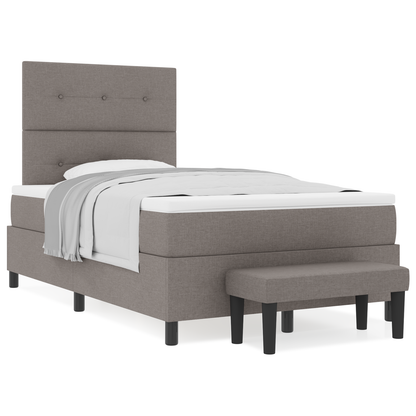 Box Spring Seng Med Madras Gråbrun 120 X 200 Cm Stof