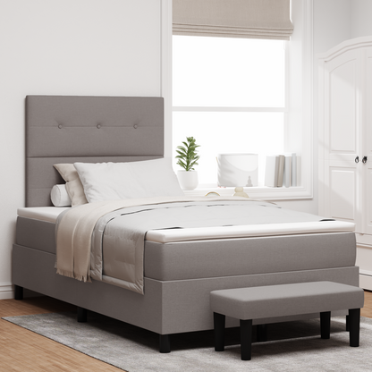 Box Spring Seng Med Madras Gråbrun 120 X 200 Cm Stof