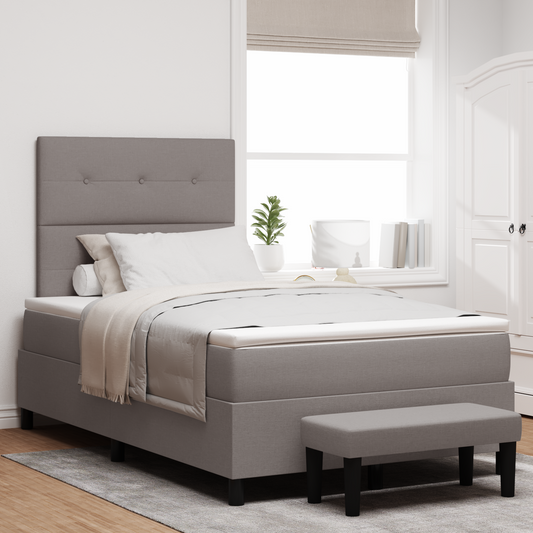 Box Spring Seng Med Madras Gråbrun 120 X 200 Cm Stof