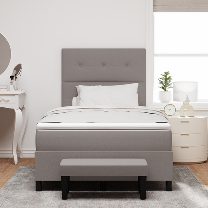Box Spring Seng Med Madras Gråbrun 120 X 200 Cm Stof