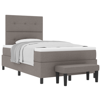 Box Spring Seng Med Madras Gråbrun 120 X 200 Cm Stof