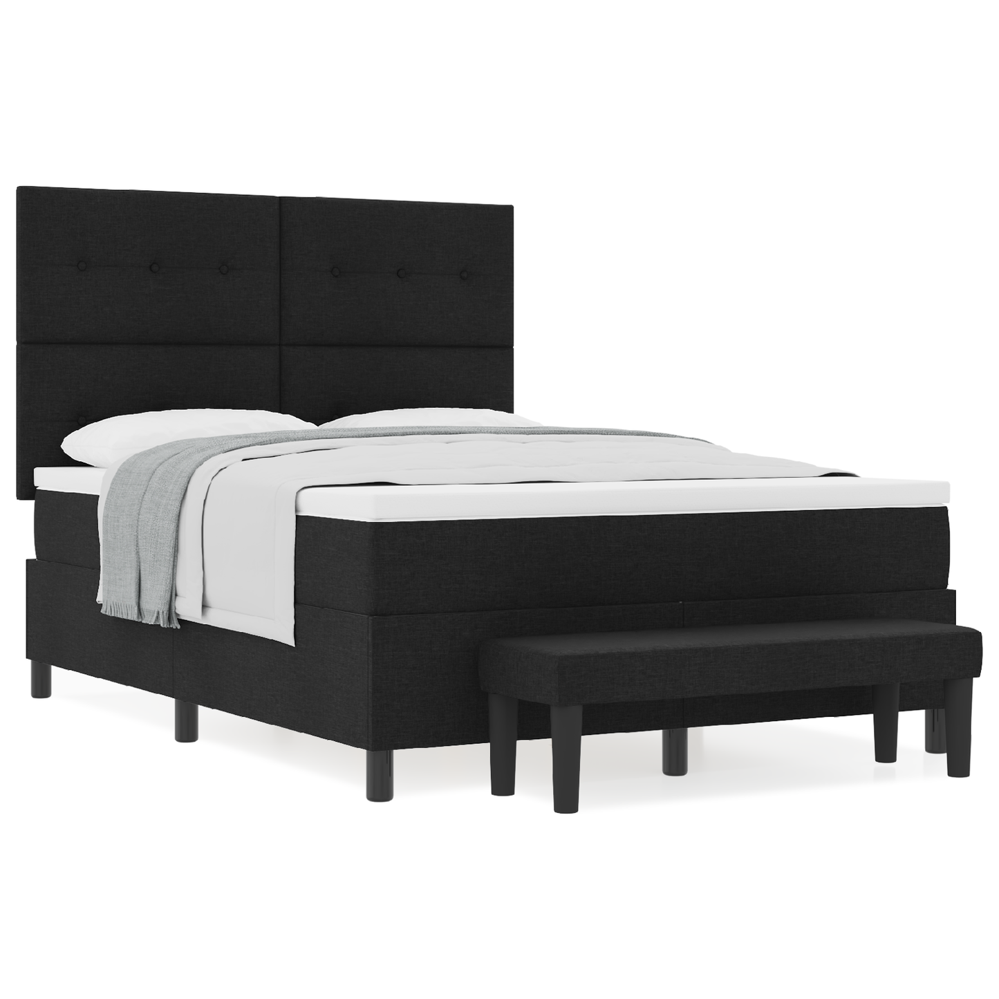 Box Spring Seng Med Madras Sort 140 X 190 Cm Stof