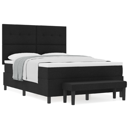 Box Spring Seng Med Madras Sort 140 X 190 Cm Stof