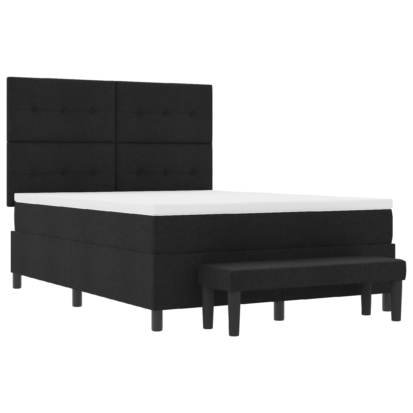 Box Spring Seng Med Madras Sort 140 X 190 Cm Stof