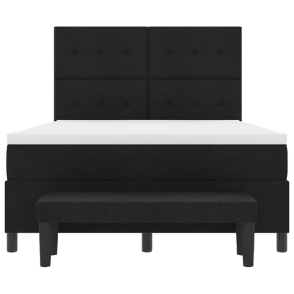 Box Spring Seng Med Madras Sort 140 X 190 Cm Stof