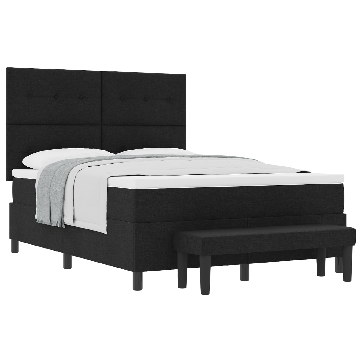 Box Spring Seng Med Madras Sort 140 X 190 Cm Stof