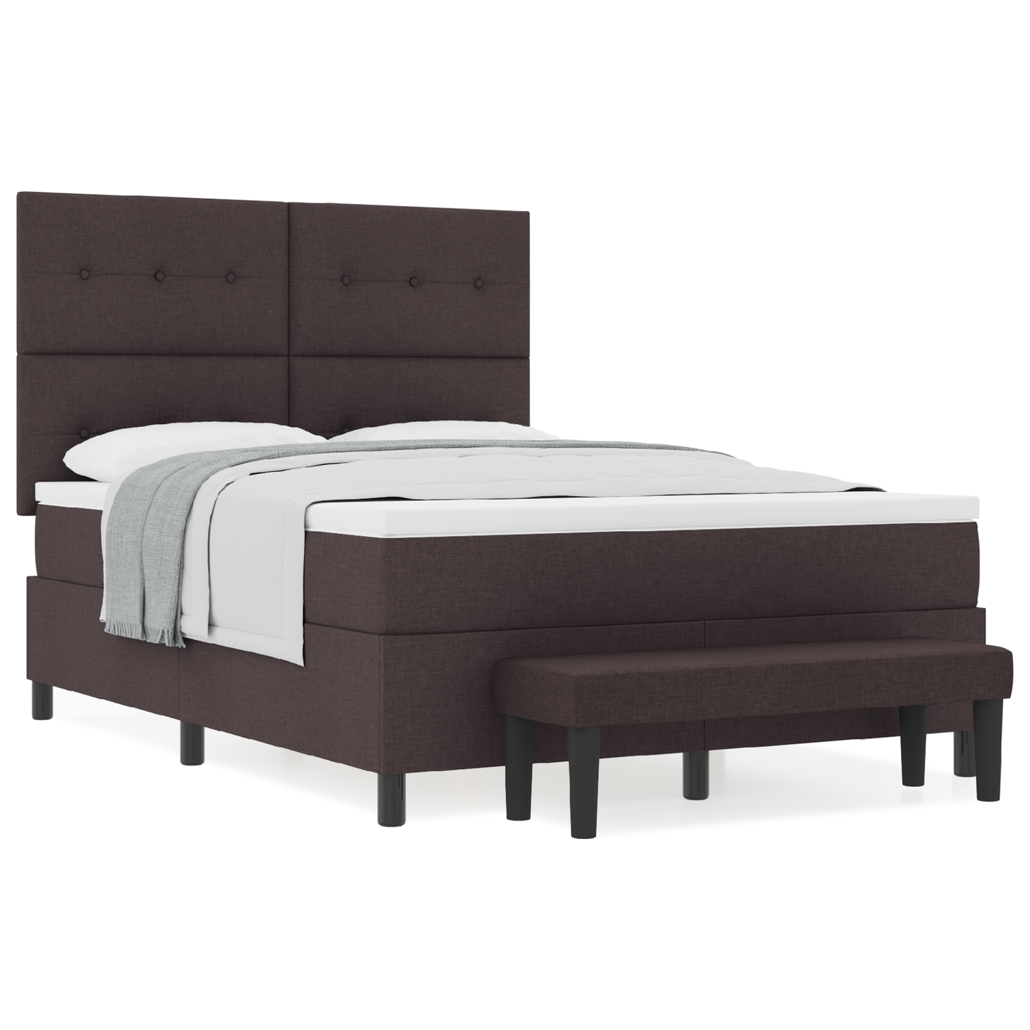 Box Spring Seng Med Madras Mørkebrun 140 X 200 Cm Stof