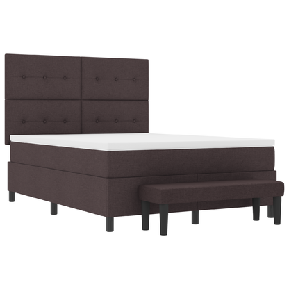 Box Spring Seng Med Madras Mørkebrun 140 X 200 Cm Stof