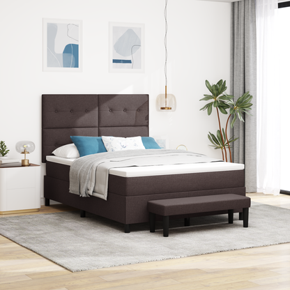 Box Spring Seng Med Madras Mørkebrun 140 X 200 Cm Stof