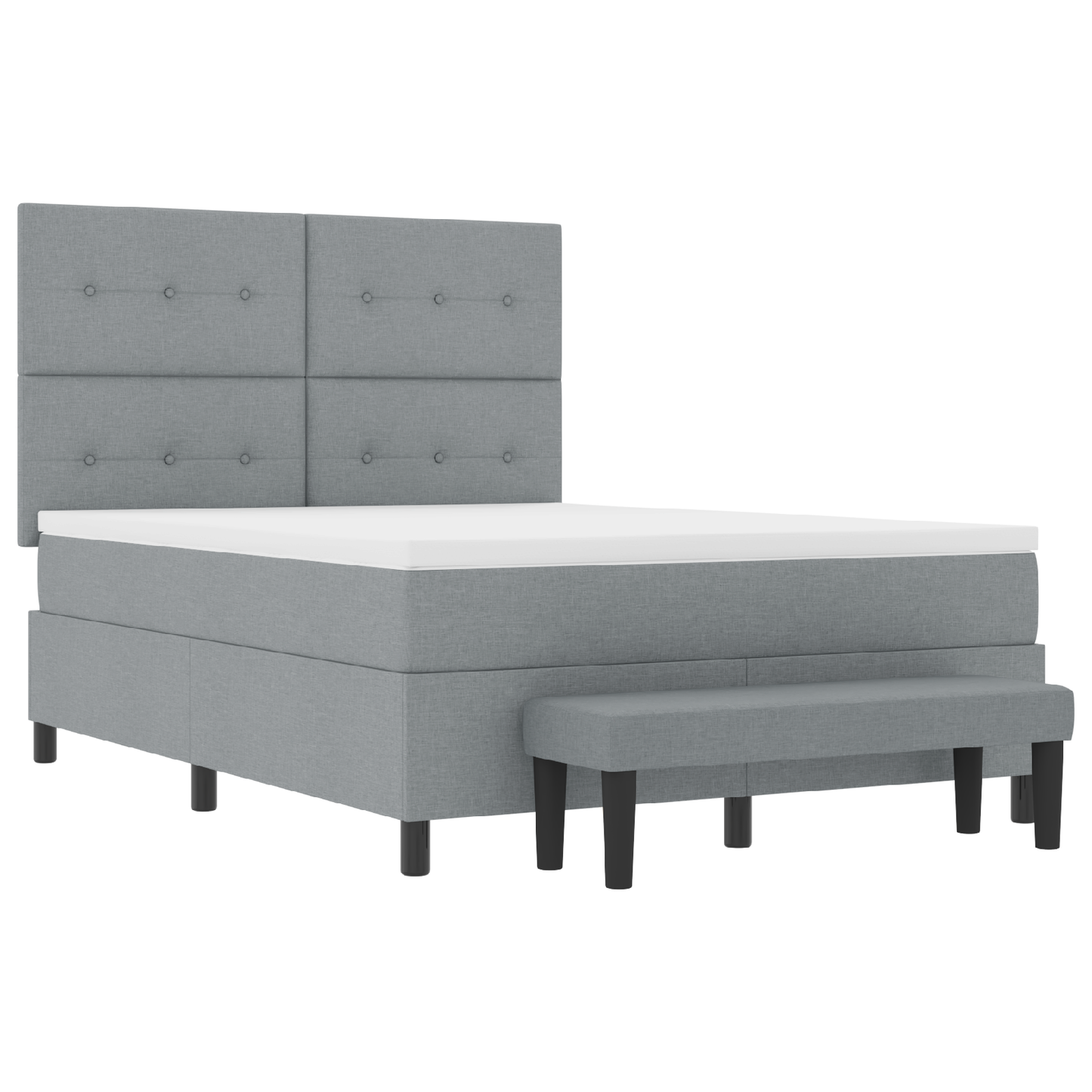 Box Spring Seng Med Madras Lysegrå 160 X 200 Cm Stof