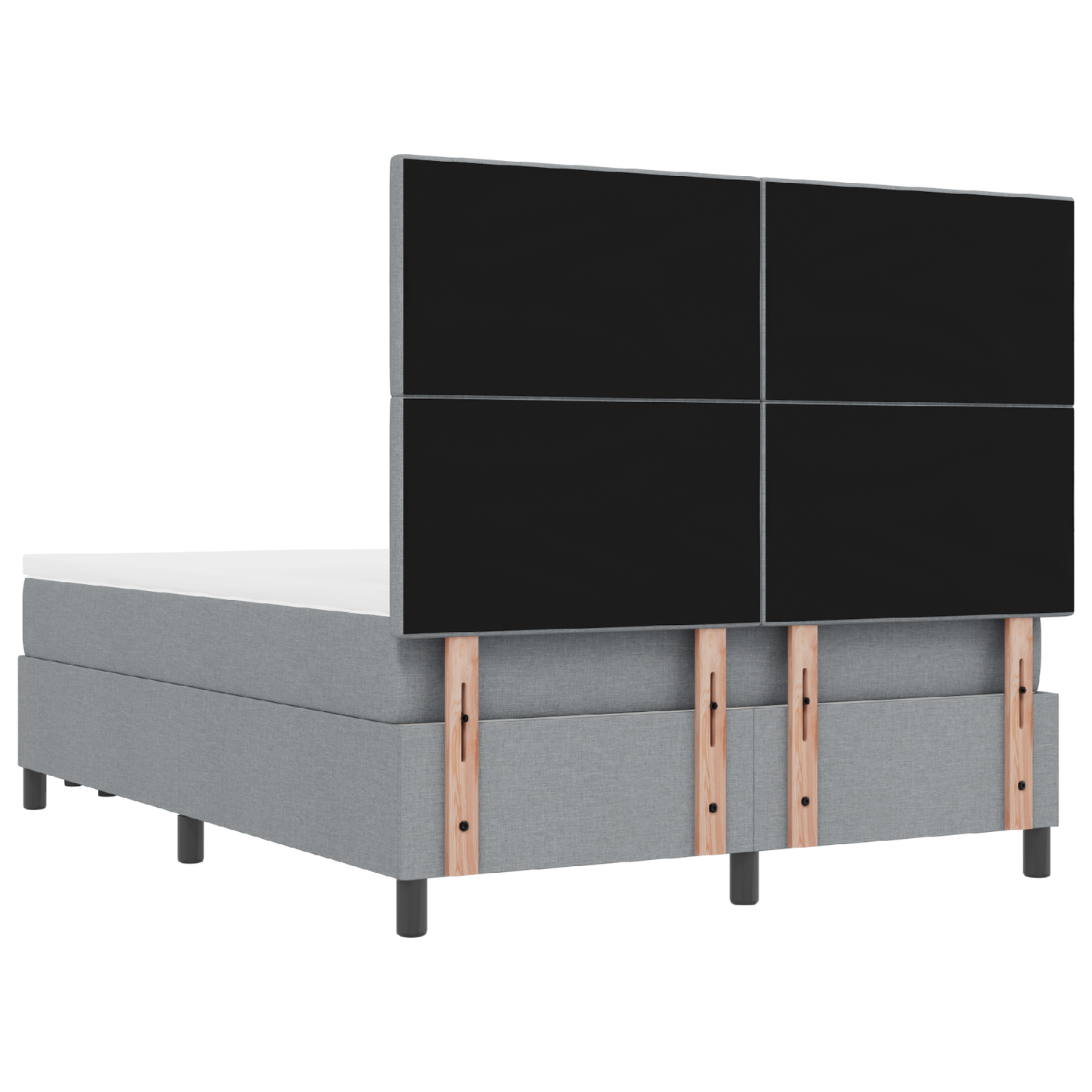 Box Spring Seng Med Madras Lysegrå 160 X 200 Cm Stof
