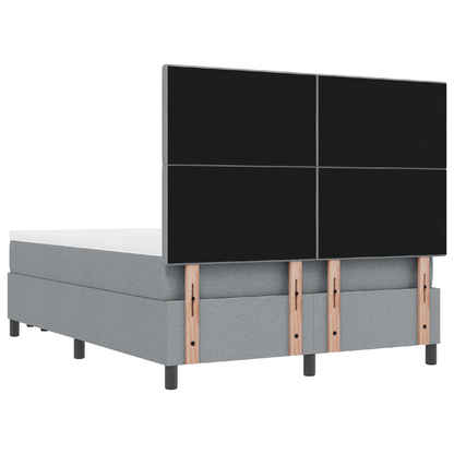 Box Spring Seng Med Madras Lysegrå 160 X 200 Cm Stof