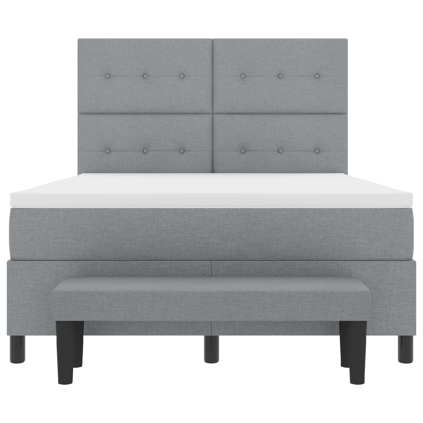 Box Spring Seng Med Madras Lysegrå 160 X 200 Cm Stof