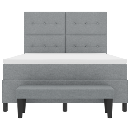 Box Spring Seng Med Madras Lysegrå 160 X 200 Cm Stof