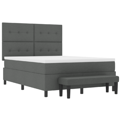 Box Spring Seng Med Madras Mørkegrå 160 X 200 Cm Stof