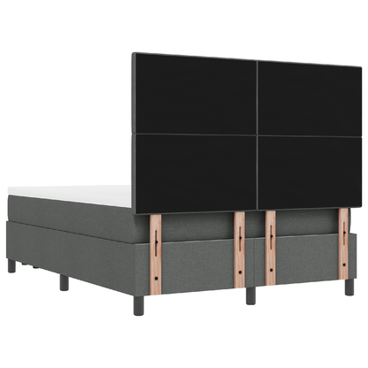 Box Spring Seng Med Madras Mørkegrå 160 X 200 Cm Stof