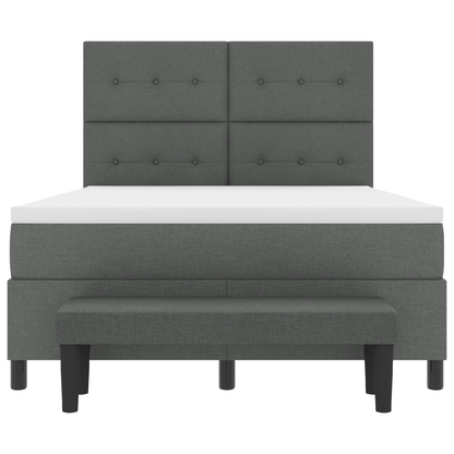 Box Spring Seng Med Madras Mørkegrå 160 X 200 Cm Stof