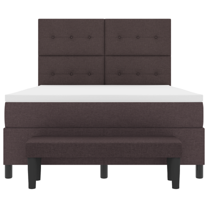 Box Spring Seng Med Madras Mørkebrun 160 X 200 Cm Stof