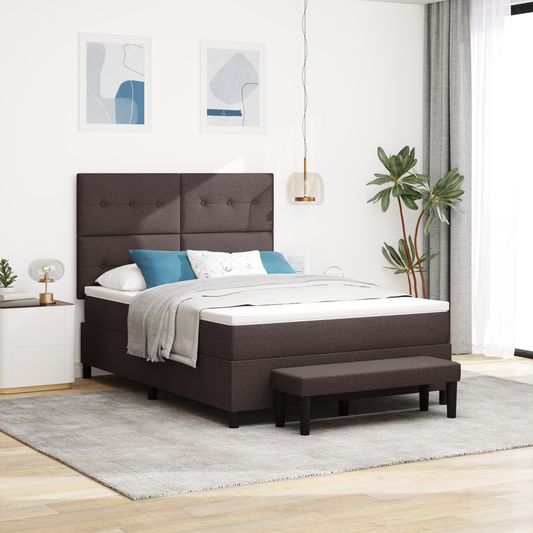Box Spring Seng Med Madras Mørkebrun 160 X 200 Cm Stof