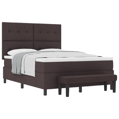 Box Spring Seng Med Madras Mørkebrun 160 X 200 Cm Stof