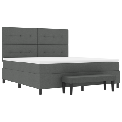 Box Spring Seng Med Madras Mørkegrå 180 X 200 Cm Stof