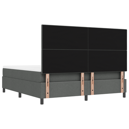 Box Spring Seng Med Madras Mørkegrå 180 X 200 Cm Stof