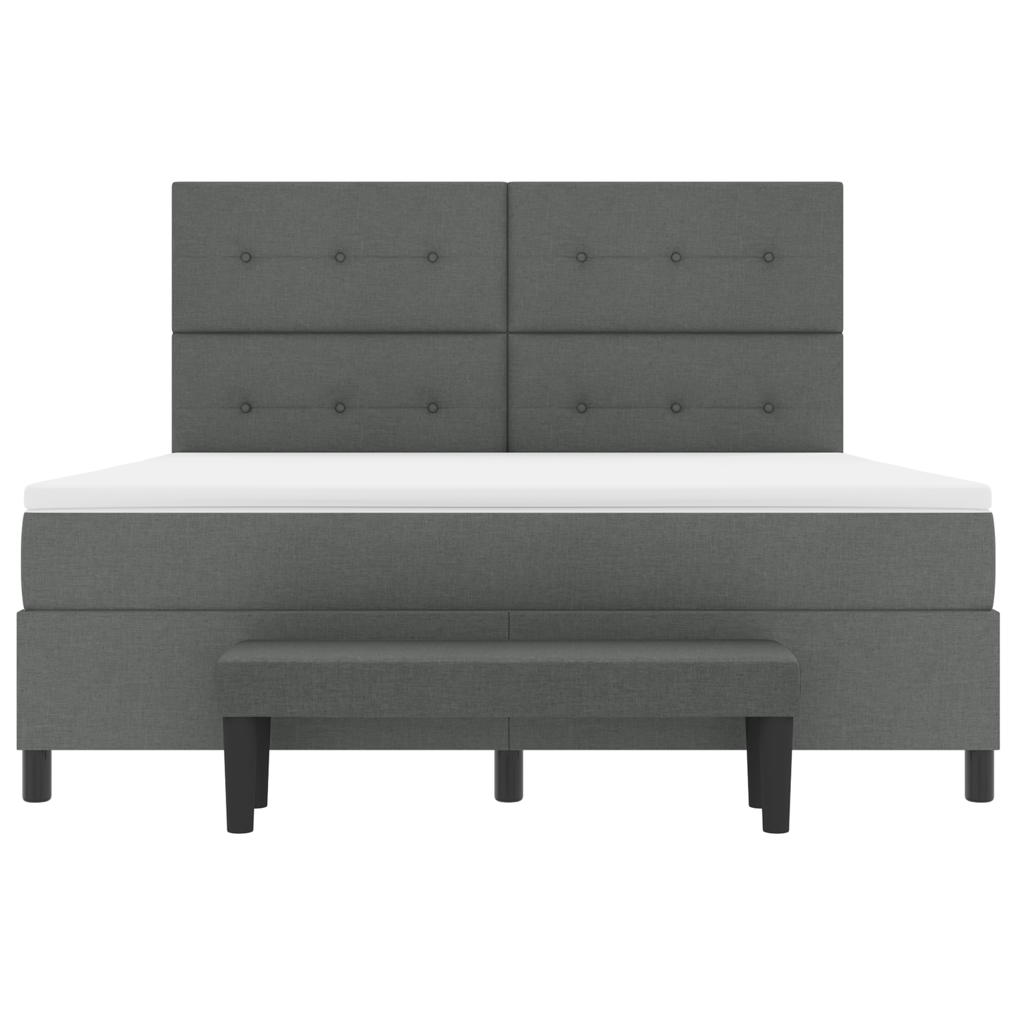 Box Spring Seng Med Madras Mørkegrå 180 X 200 Cm Stof