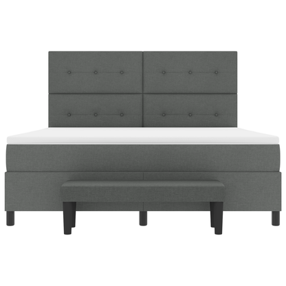 Box Spring Seng Med Madras Mørkegrå 180 X 200 Cm Stof