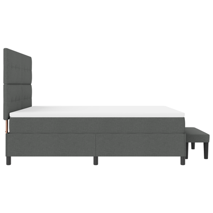 Box Spring Seng Med Madras Mørkegrå 180 X 200 Cm Stof