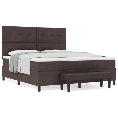 Box Spring Seng Med Madras Mørkebrun 180 X 200 Cm Stof