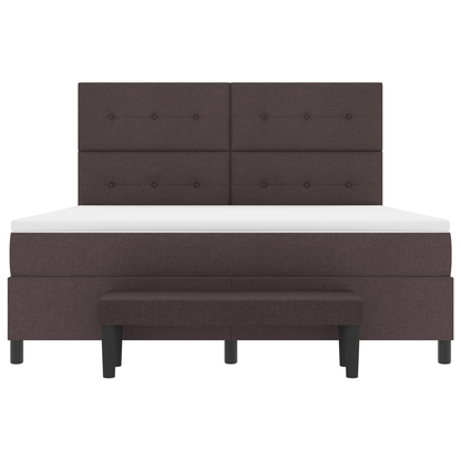 Box Spring Seng Med Madras Mørkebrun 180 X 200 Cm Stof