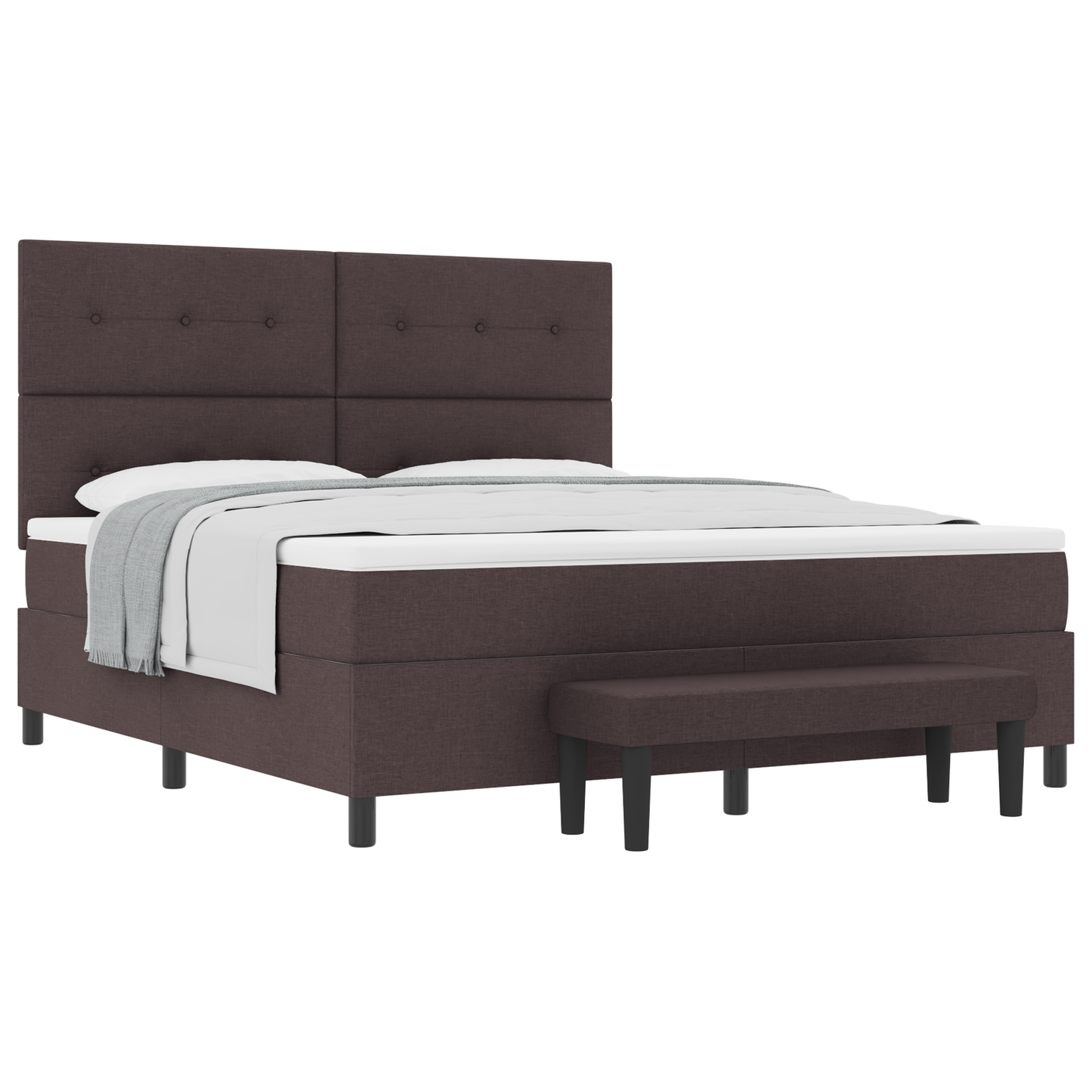 Box Spring Seng Med Madras Mørkebrun 180 X 200 Cm Stof
