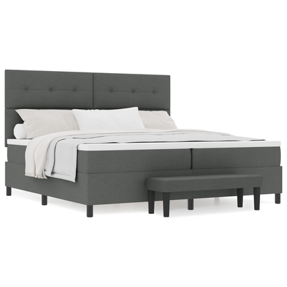 Box Spring Seng Med Madras Mørkegrå 200 X 200 Cm Stof