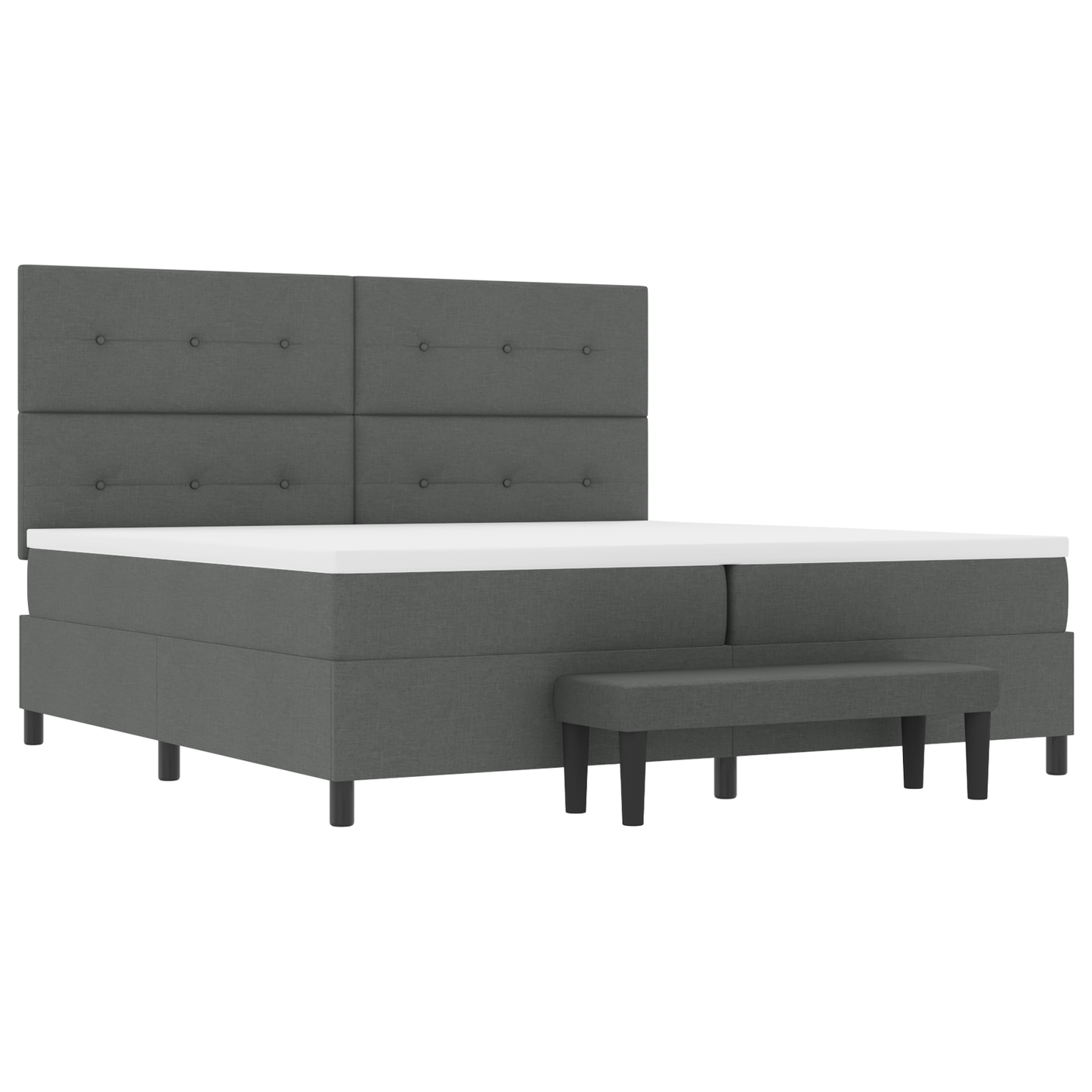 Box Spring Seng Med Madras Mørkegrå 200 X 200 Cm Stof