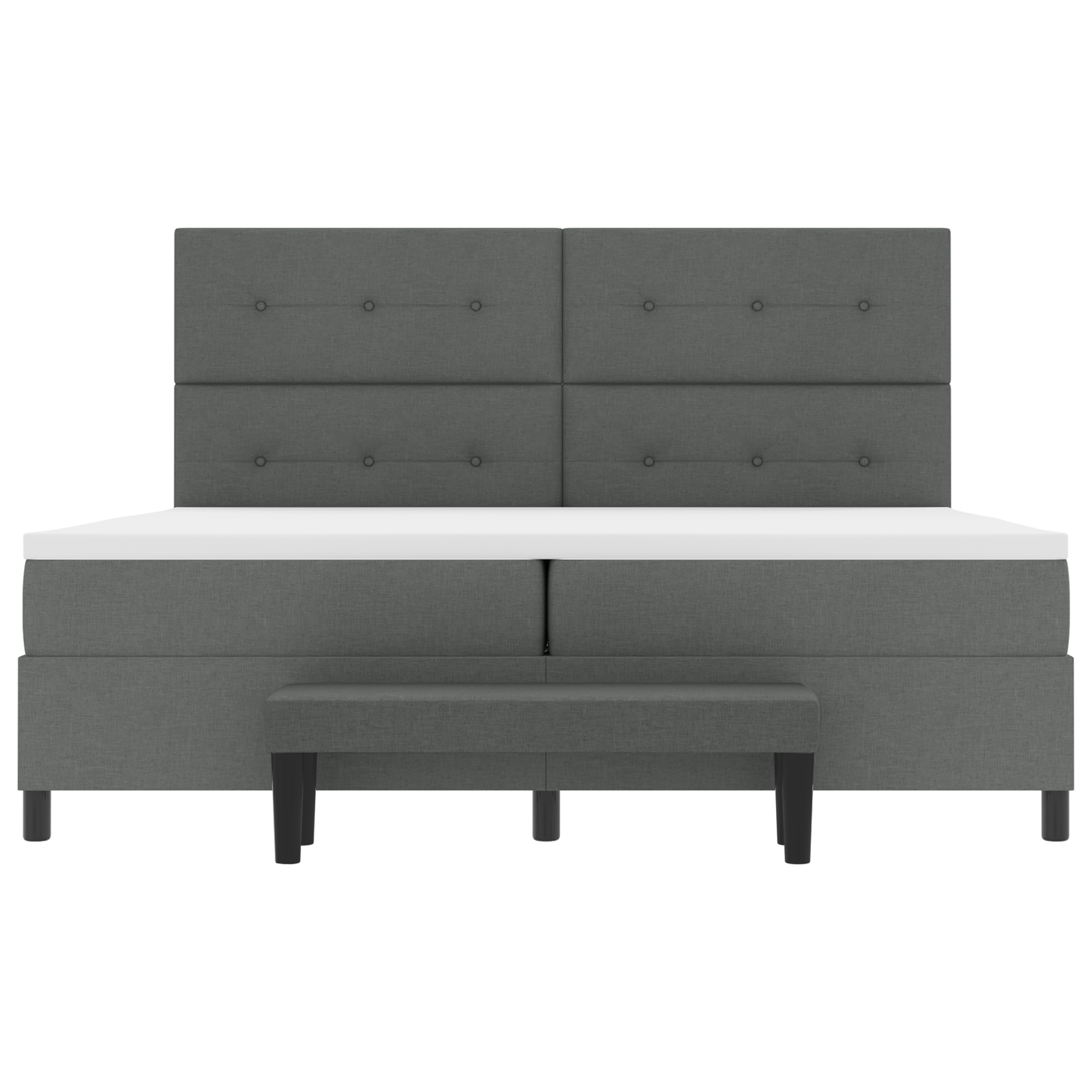 Box Spring Seng Med Madras Mørkegrå 200 X 200 Cm Stof