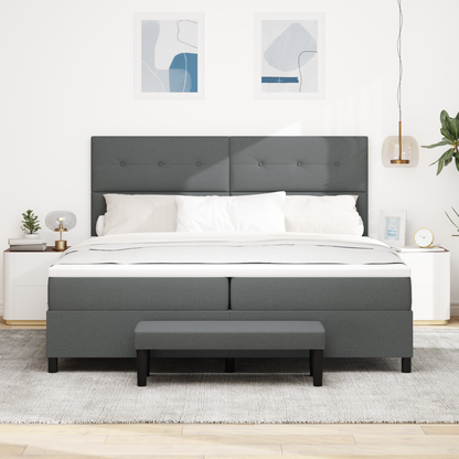 Box Spring Seng Med Madras Mørkegrå 200 X 200 Cm Stof