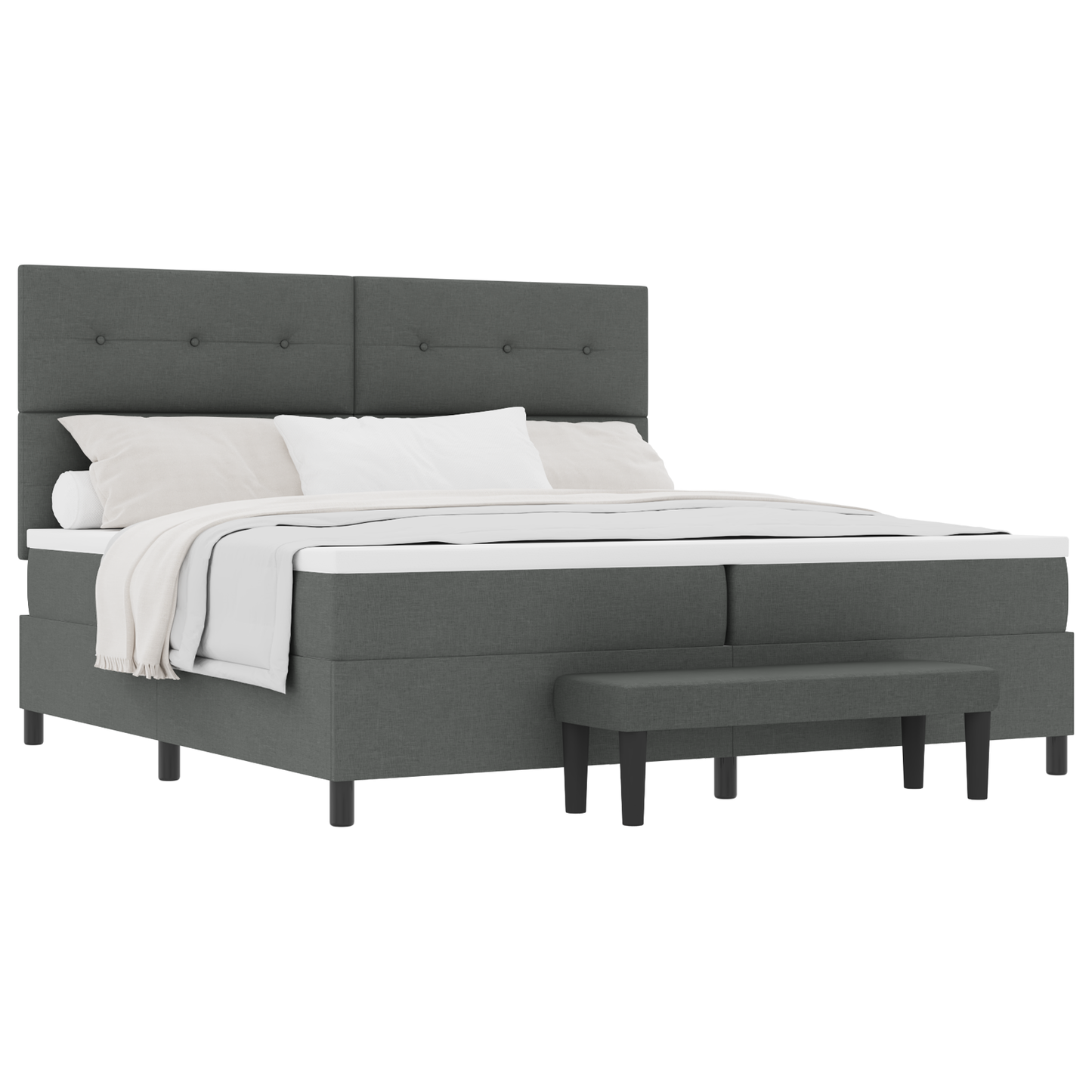 Box Spring Seng Med Madras Mørkegrå 200 X 200 Cm Stof