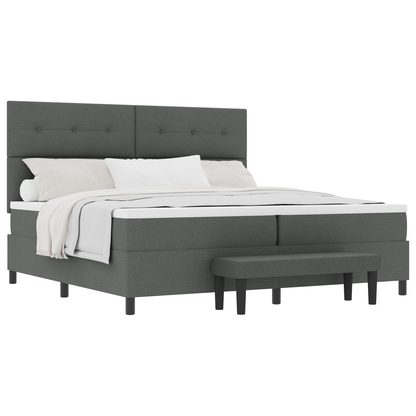 Box Spring Seng Med Madras Mørkegrå 200 X 200 Cm Stof