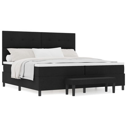 Box Spring Seng Med Madras Sort 200 X 200 Cm Stof