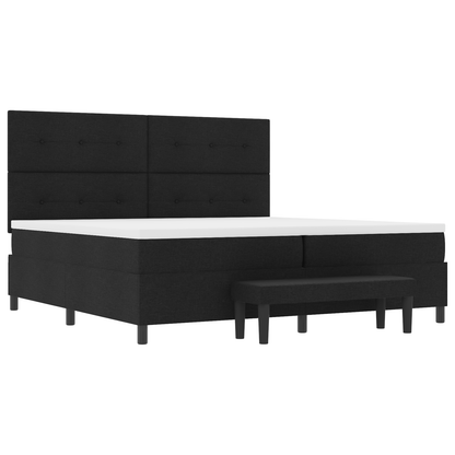 Box Spring Seng Med Madras Sort 200 X 200 Cm Stof