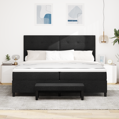 Box Spring Seng Med Madras Sort 200 X 200 Cm Stof