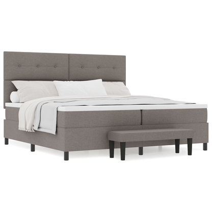 Box Spring Seng Med Madras Gråbrun 200 X 200 Cm Stof