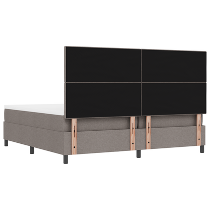 Box Spring Seng Med Madras Gråbrun 200 X 200 Cm Stof