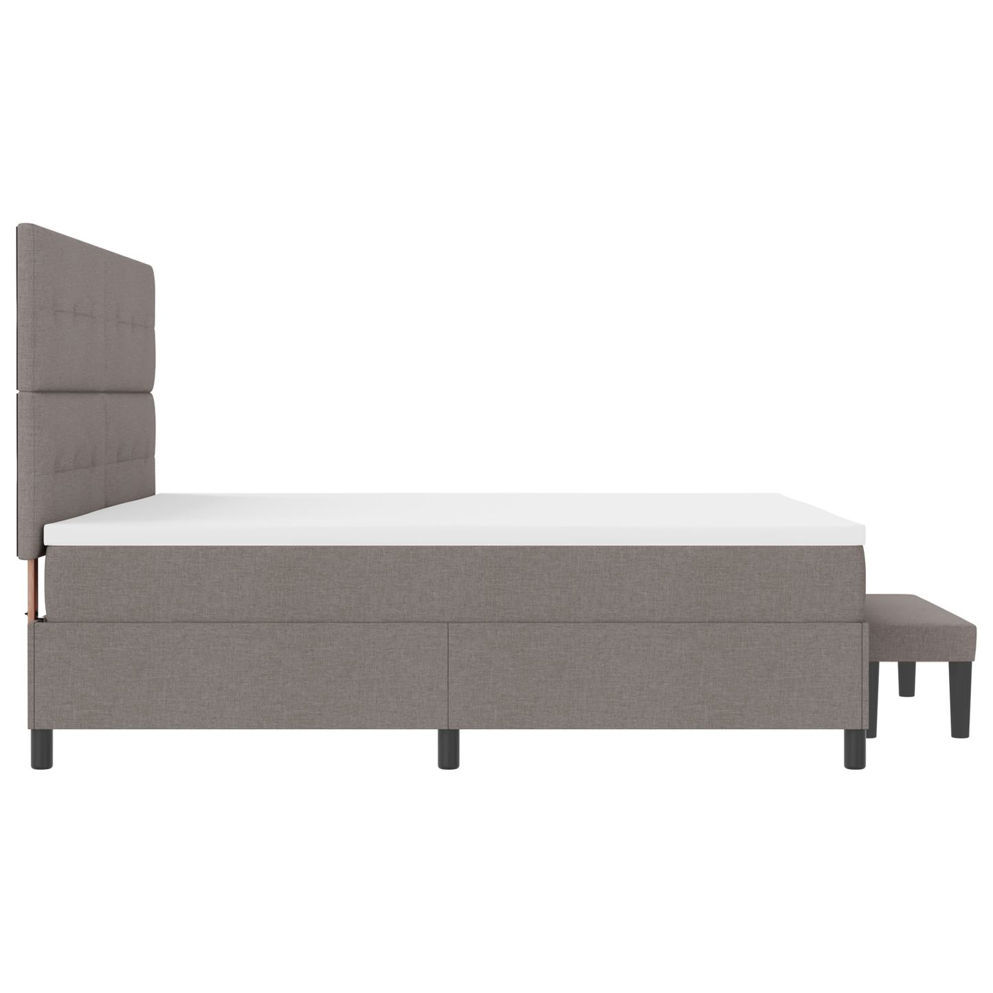 Box Spring Seng Med Madras Gråbrun 200 X 200 Cm Stof